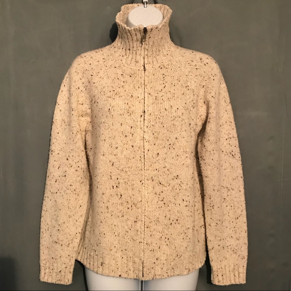 Woolrich cream knit wool full zip sweater S